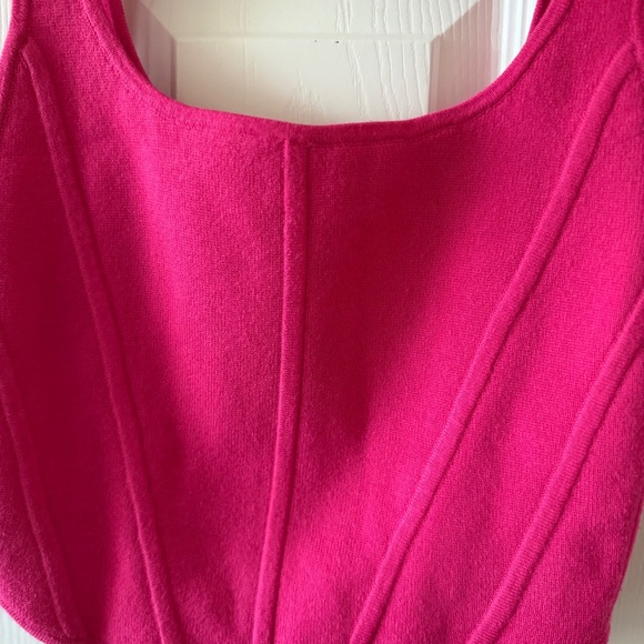 Wilfred Aritzia Natalie Knit Square-Neck Bustier Crop Tank Top Pink Size Medium - Picture 2 of 8